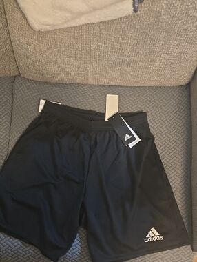 adidas Black Athletic Training Shorts with Logo Aeroready Vollyball